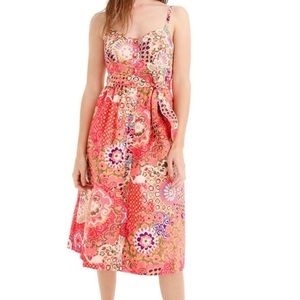 J. Crew Button Front Cotton Poplin Sundress, size 0, abstract floral